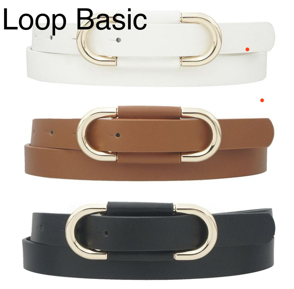 Fashion Accent Buckle Trio Skinny Belt Womenwear