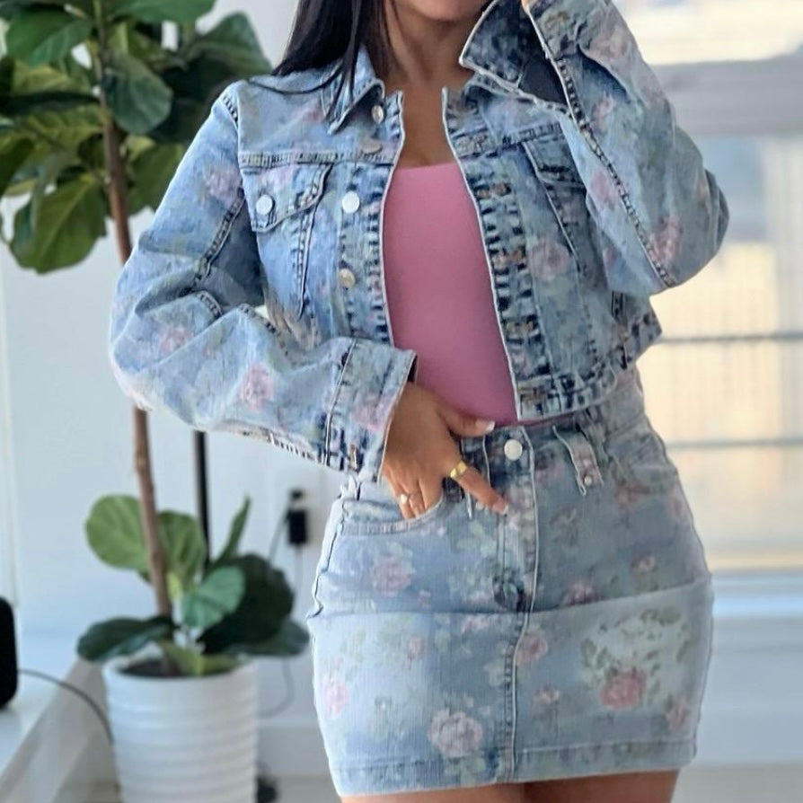 Flower Denim Vintage Style Set (Sold Separately)