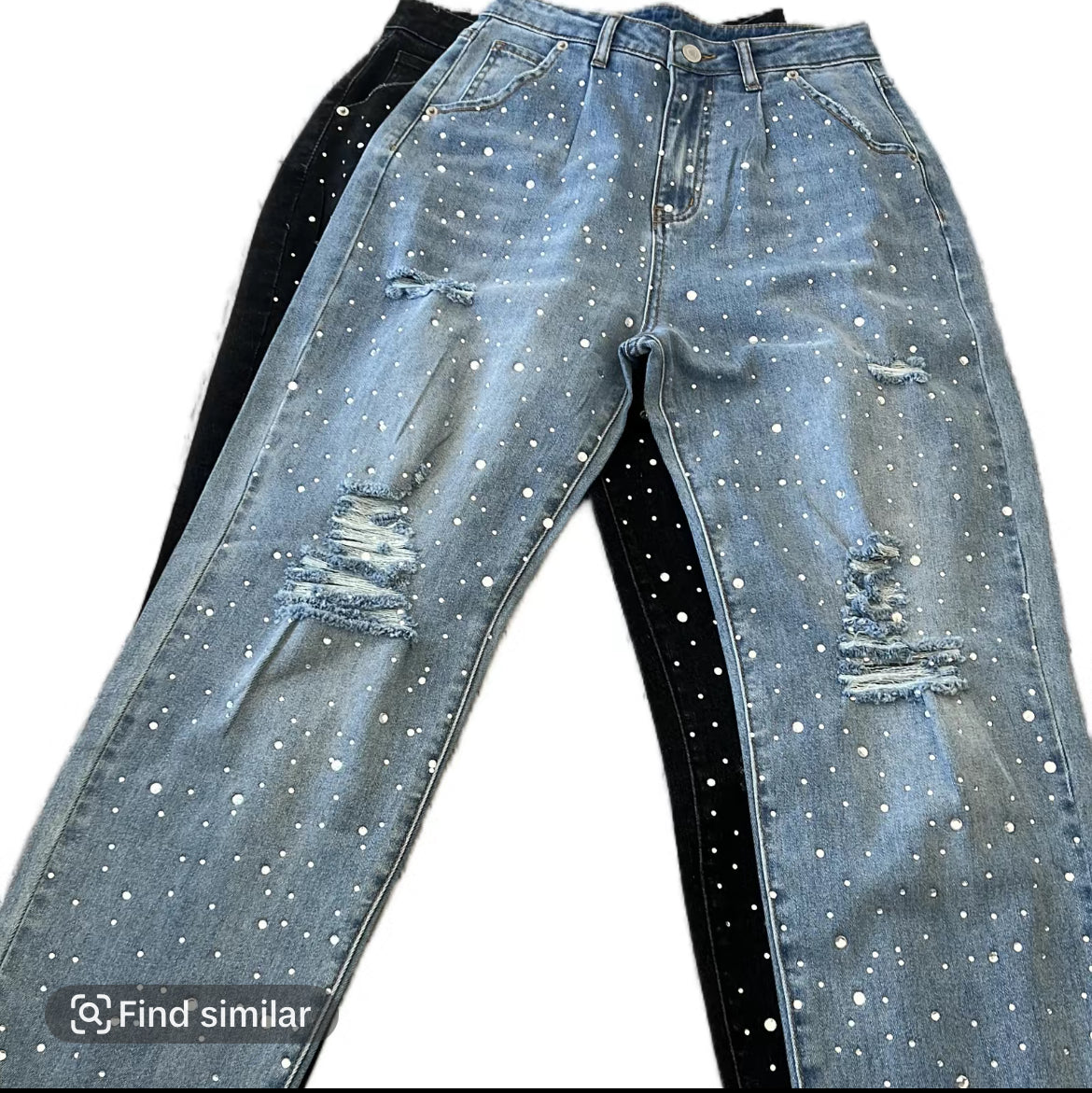 Mitchel Stone Detail Denim Boyfriend jeans