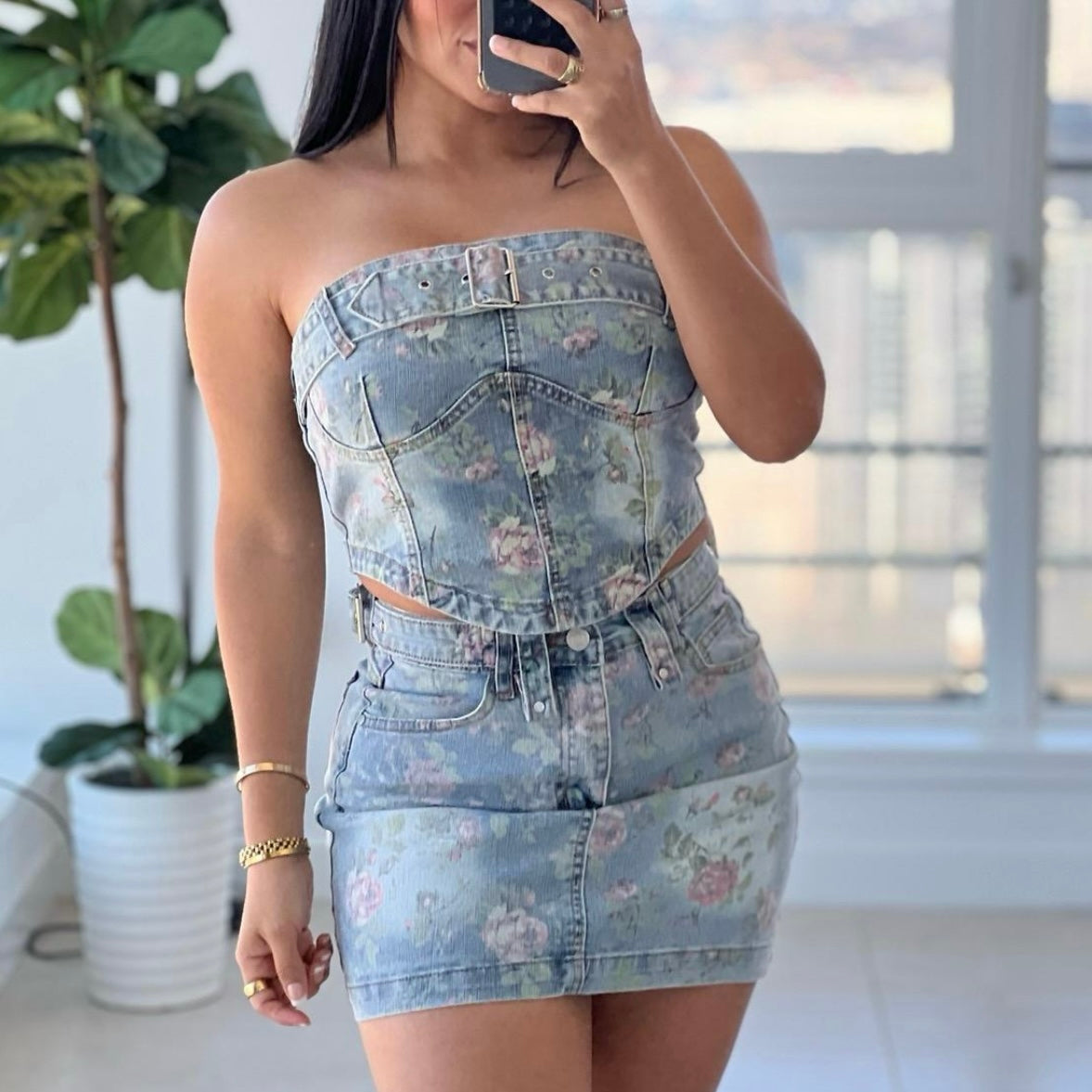 Flower Denim Vintage Style Set (Sold Separately)
