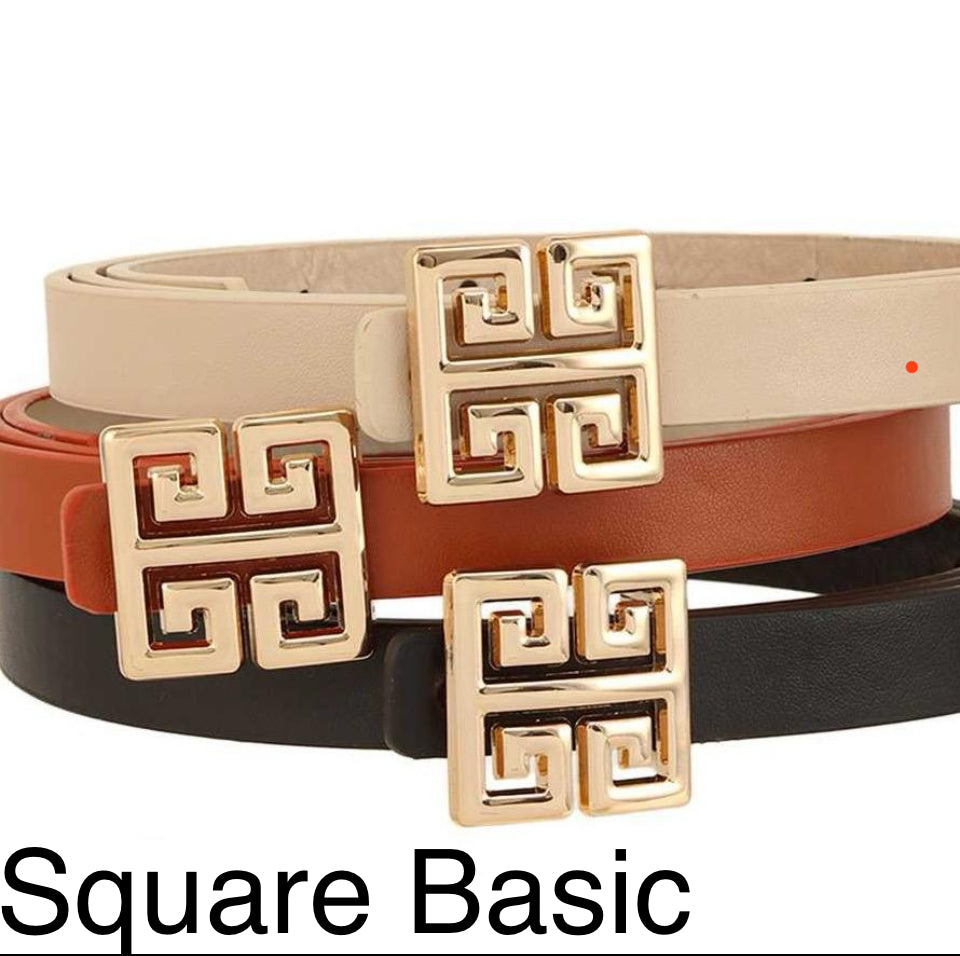 Fashion Accent Buckle Trio Skinny Belt Womenwear