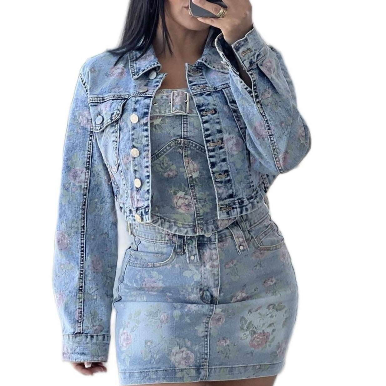 Flower Denim Vintage Style Set (Sold Separately)