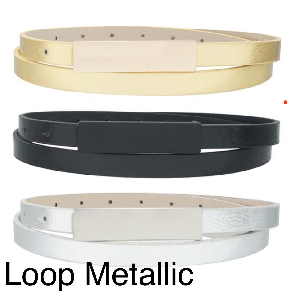 Fashion Accent Buckle Trio Skinny Belt Womenwear