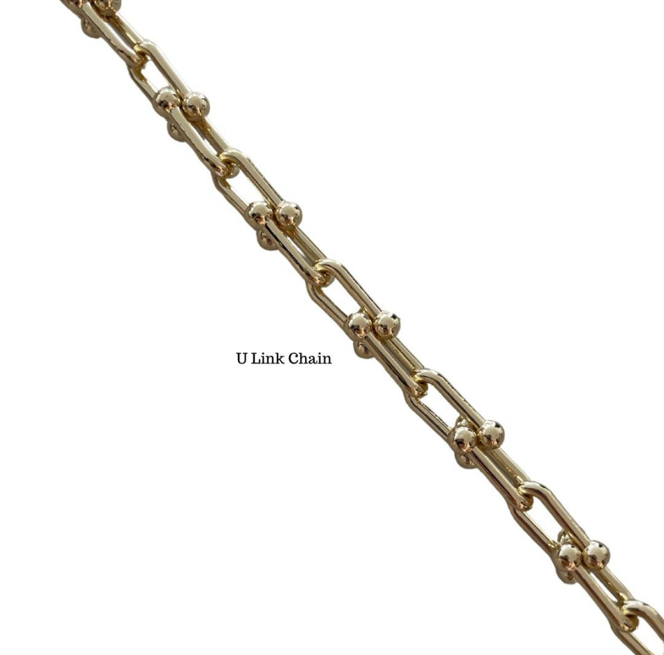 U LINK GOLD PLEATED CHAIN