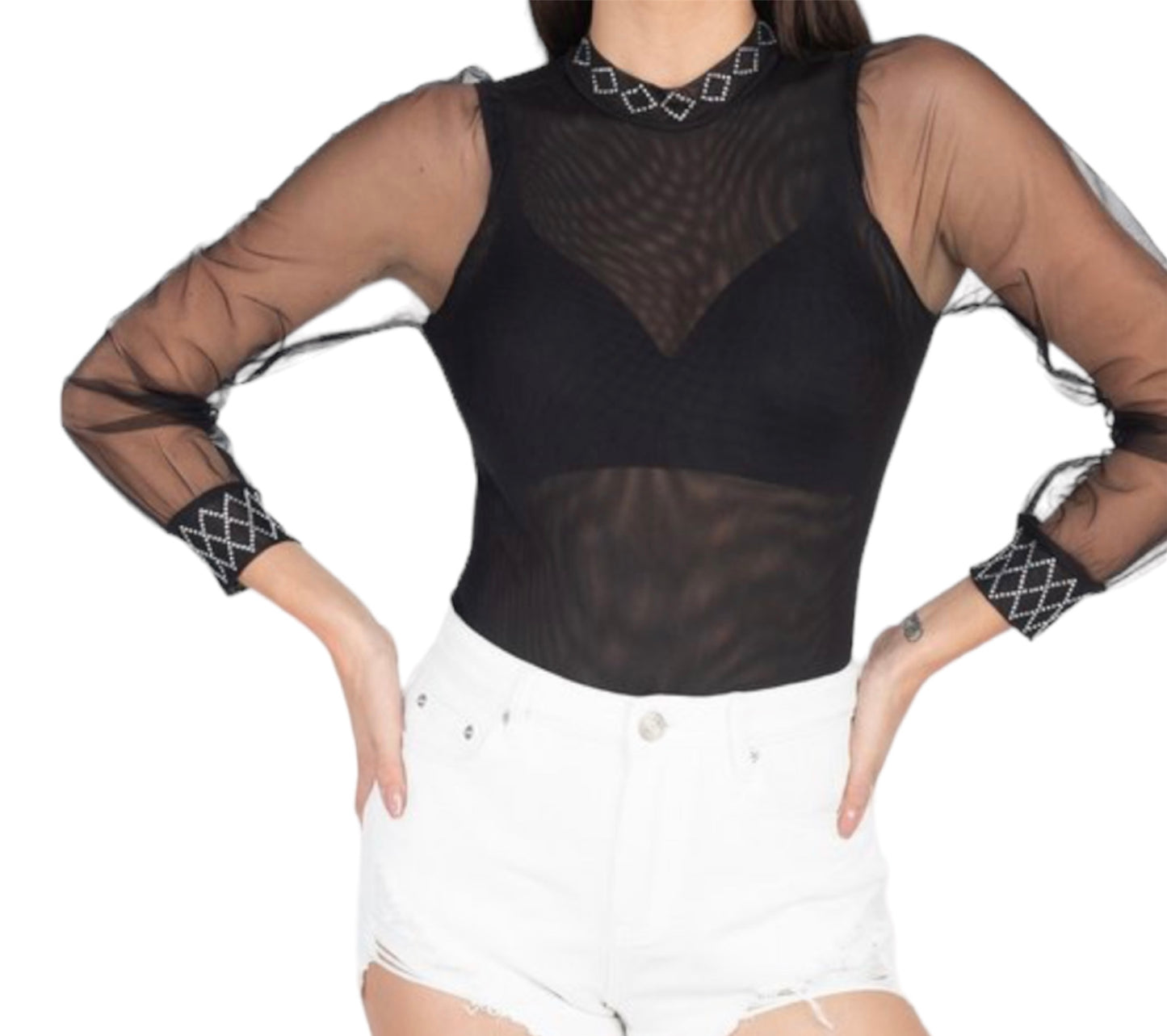 Mesh puffy bodysuit