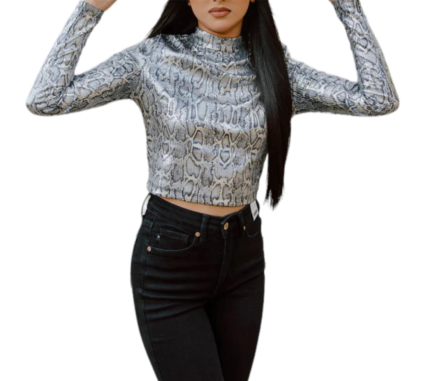 Snake Print Top Long Sleeve Top