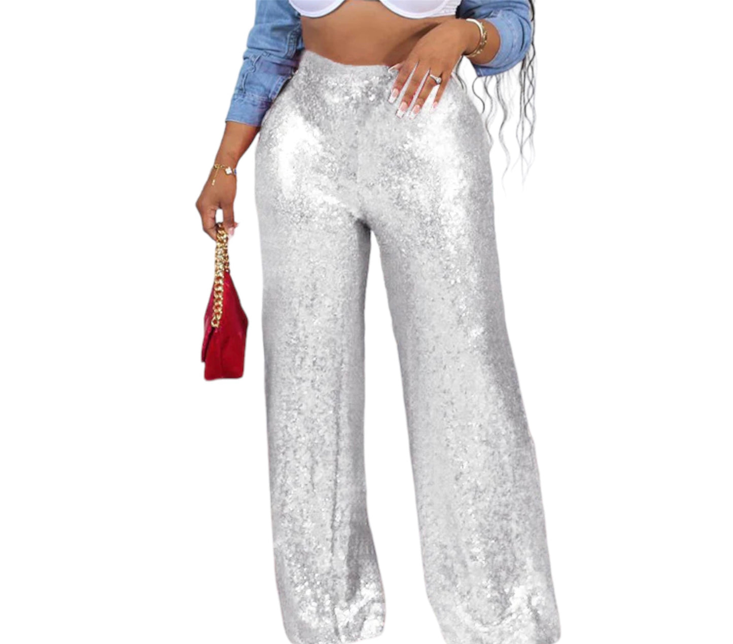 Cali Wide Leg Pants Sequin
