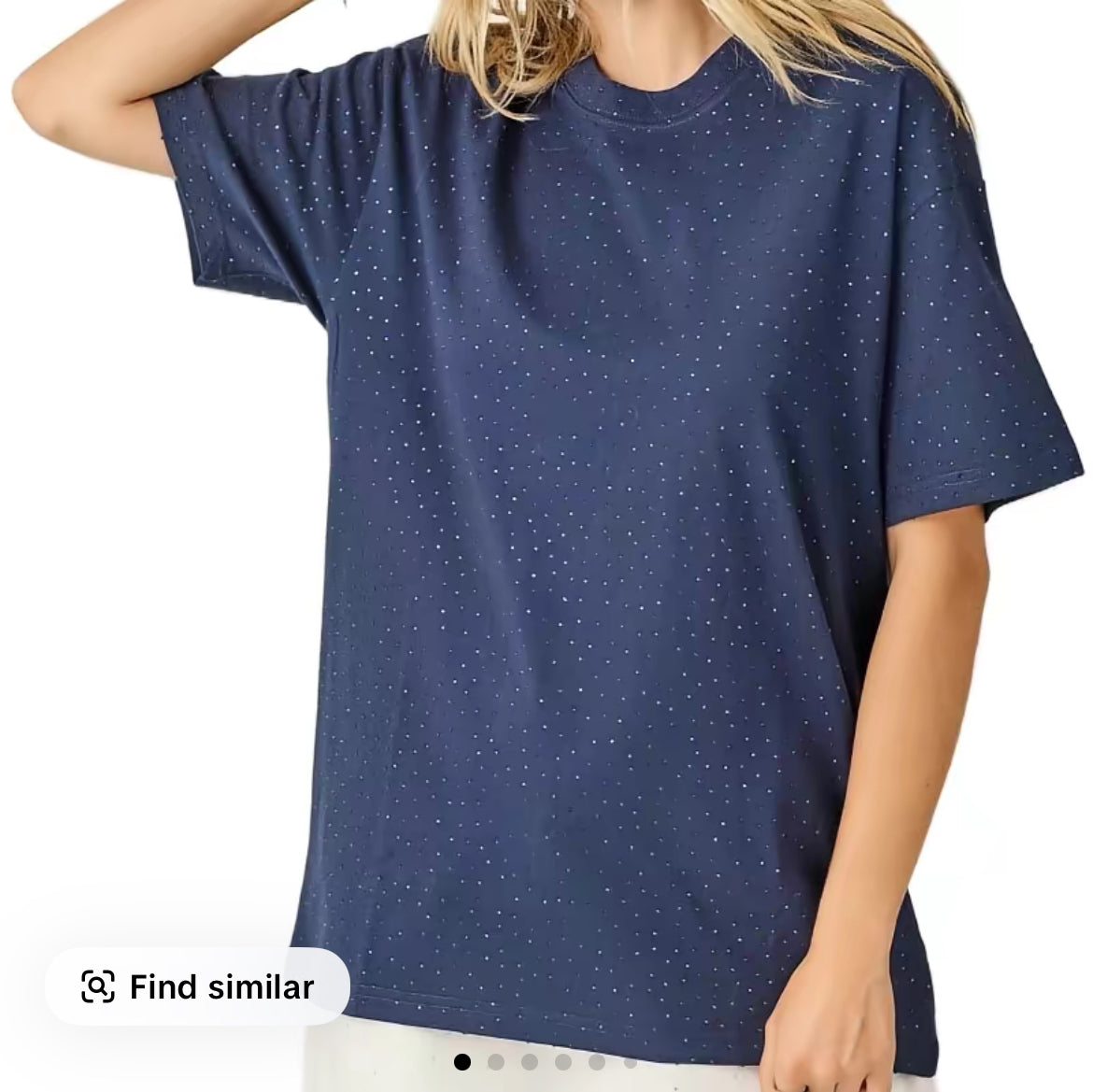 Gali Dazzle Fashion Oversized BOXY Tshirt with Full Rhinestones Casual Round Neck