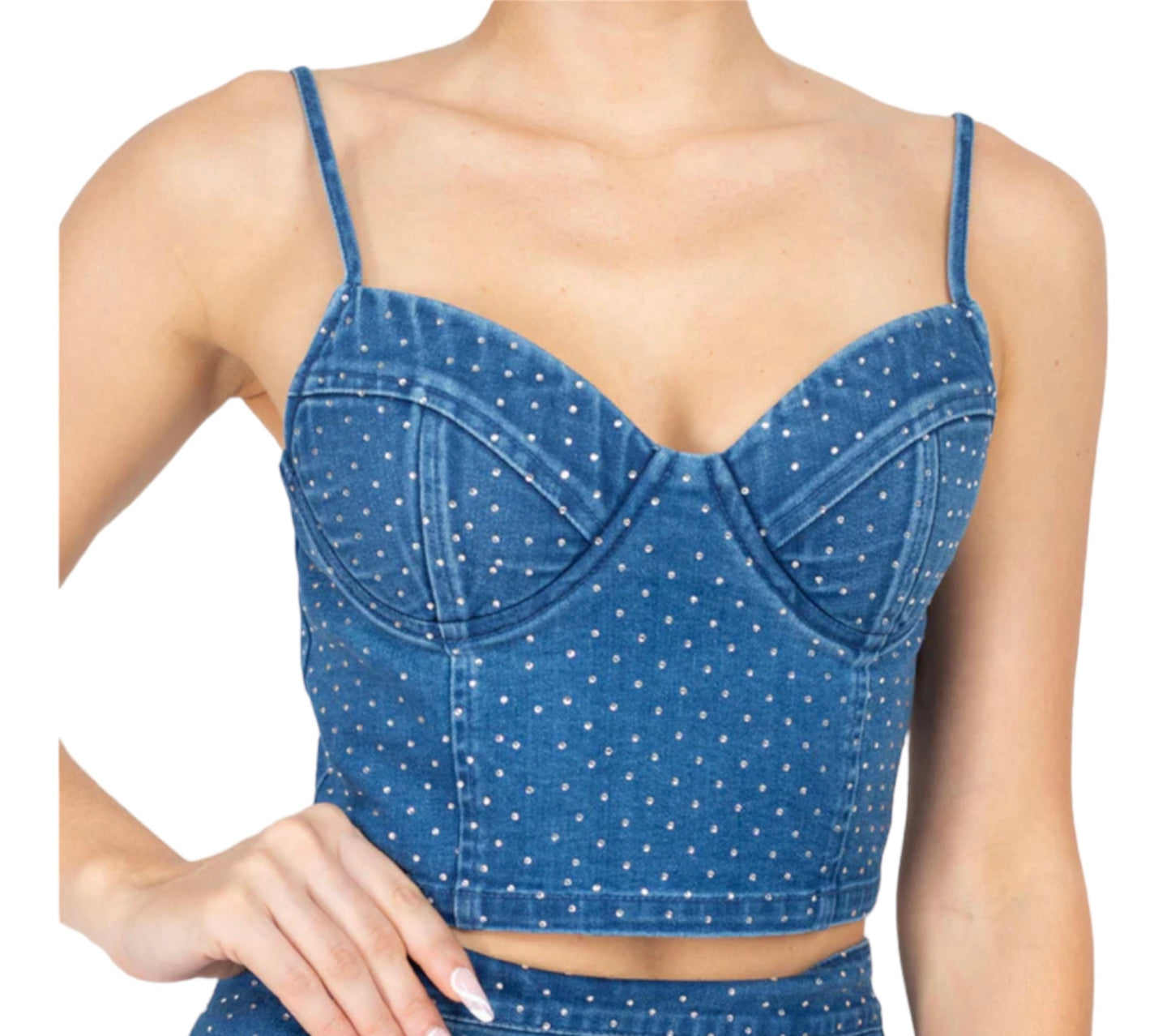 Rhinestone Denim Top