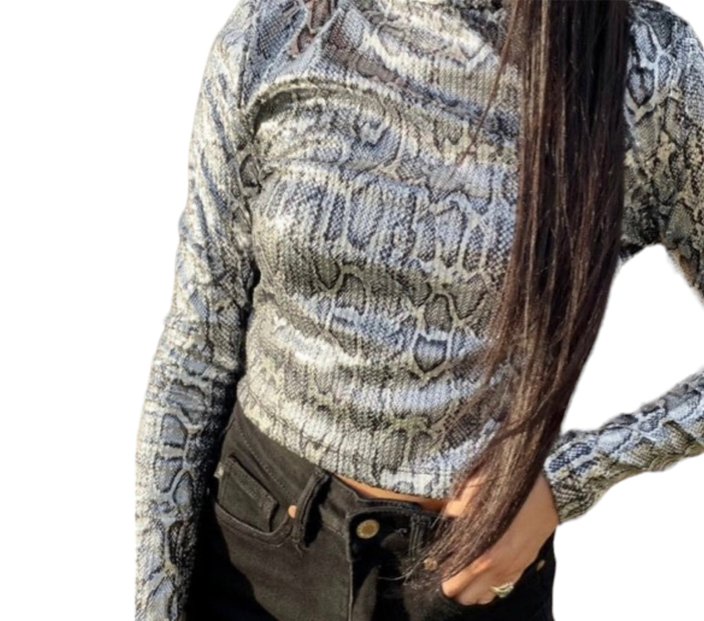 Snake Print Top Long Sleeve Top