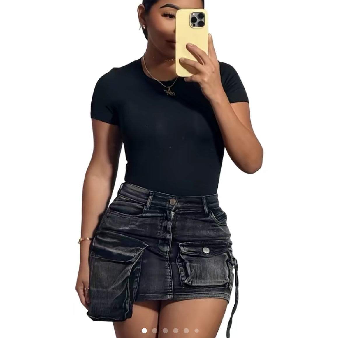 Coquette Cargo Style Denim Mini Skirt