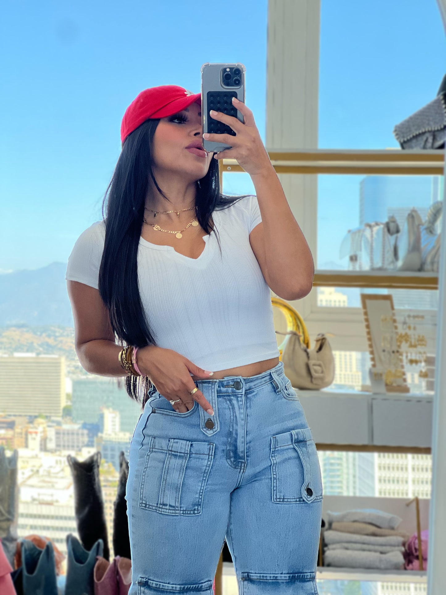 CARGO CAPRI - JUNE STYLE DENIM WOMEN WEAR JEANS