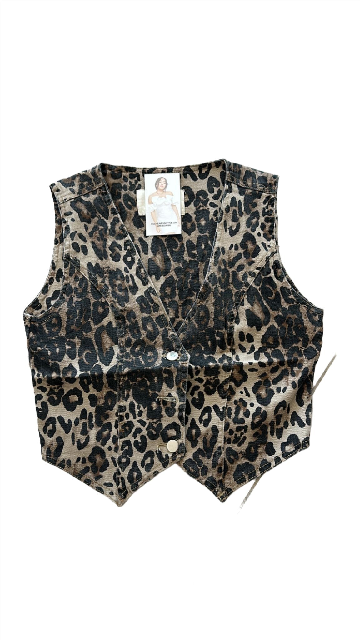 Animal Print Denim Vest