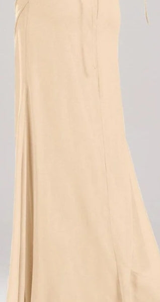 Satin long gown with buttons