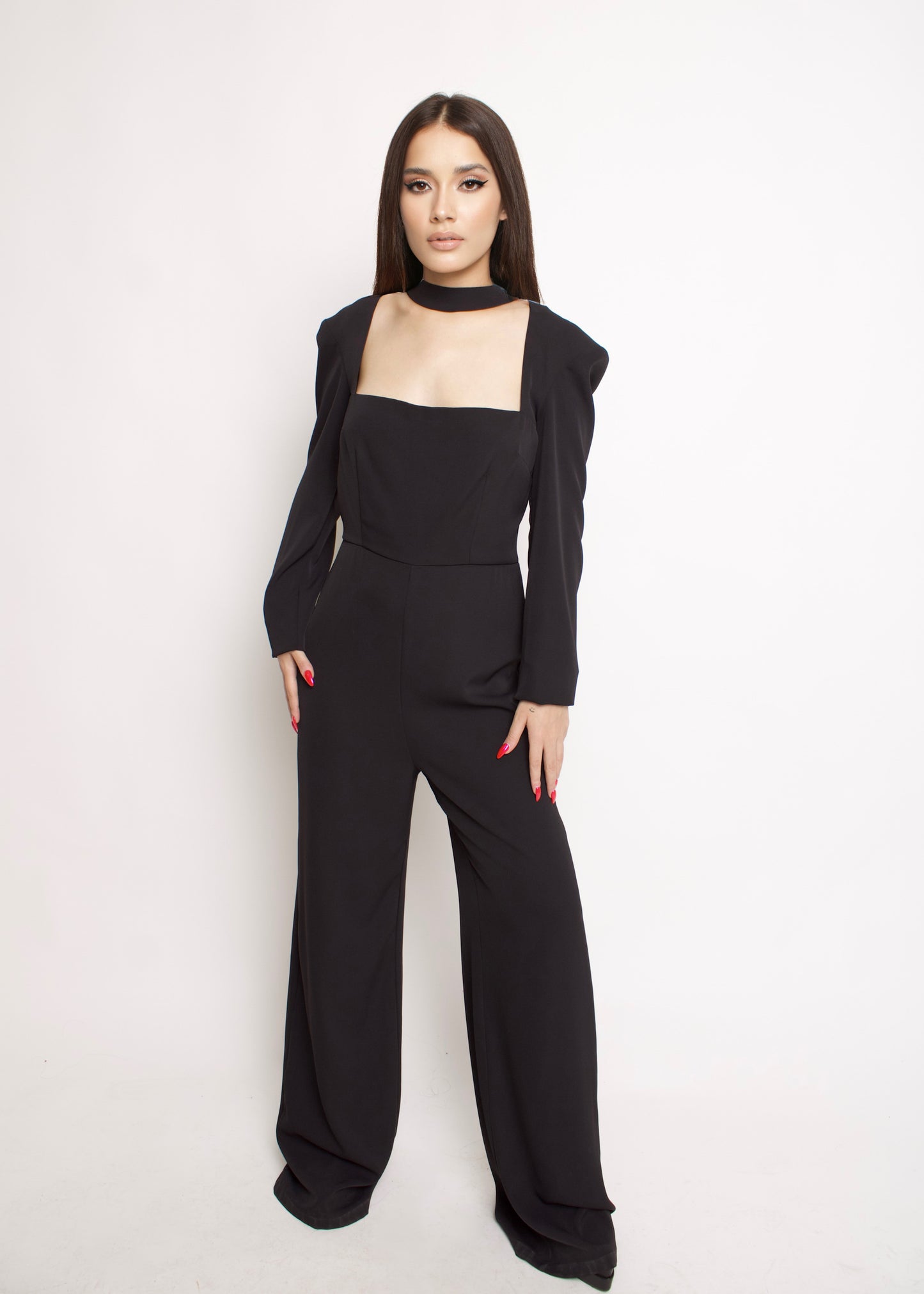 Formal Jumpsuit with Gold Belt
