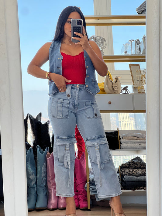 CARGO CAPRI - JUNE STYLE DENIM WOMEN WEAR JEANS