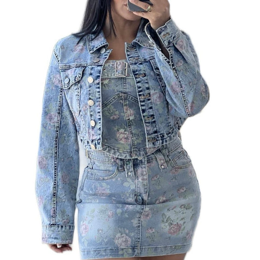 Flower Denim Vintage Style Set (Sold Separately)
