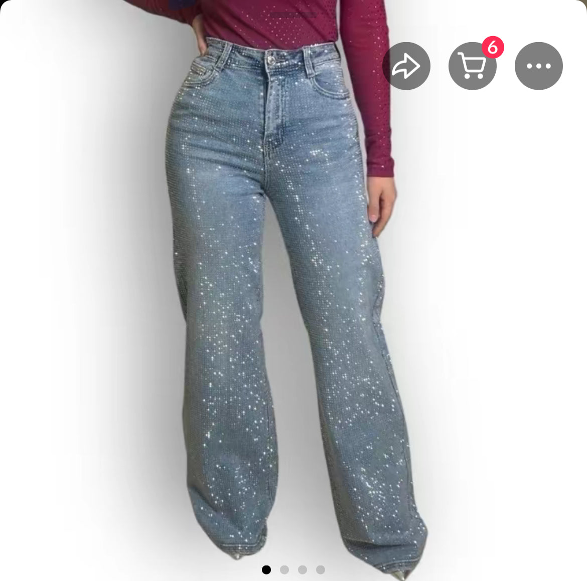 Natali Collection Denim Rhinestone Jeans - Blue, Womenswear, Bottom Pants