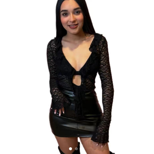 Lace Ruffle Bodysuit for Women