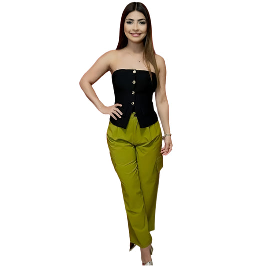Amanda Stretch Woven Wide
Leg Cargo Pants - Women's Bottom, Comfortable Design, Versatile for Everyday Wear
