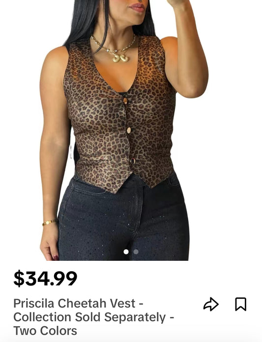 Priscila Cheetah Vest -
Collection Sold Separately -
Two Colors