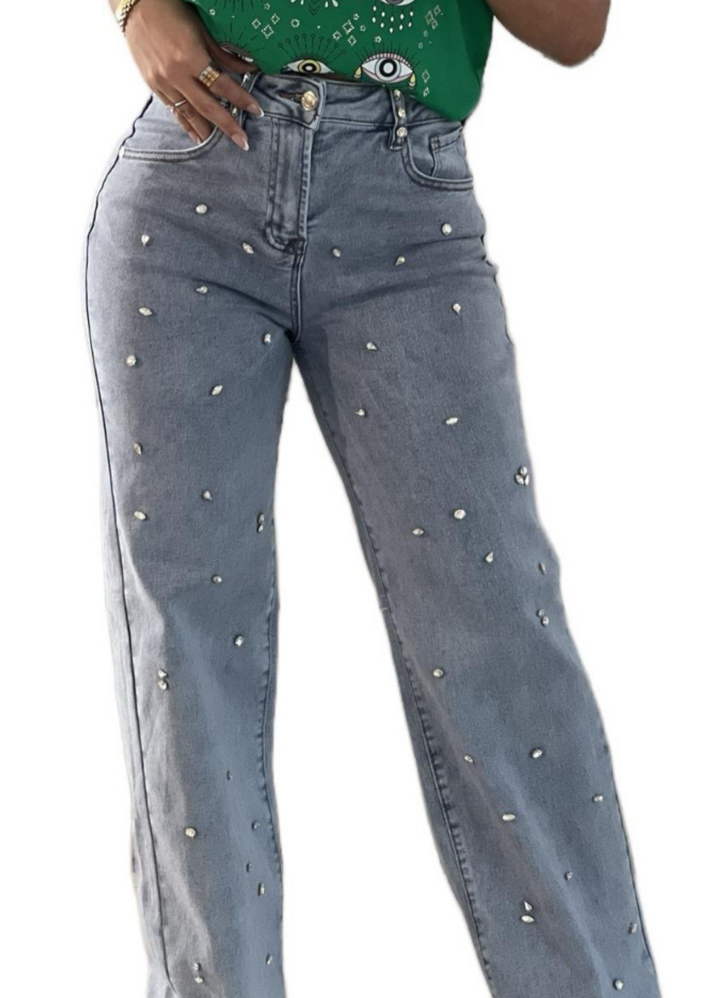 Rhinestone Fashion Denim Stretchy Jeans