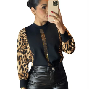 Cheeta Sweater With Ight Weigh and Bling Detail
