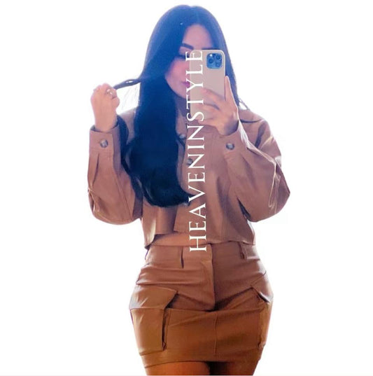Mika Faux Leather Short Jacket for Women Fall Essential