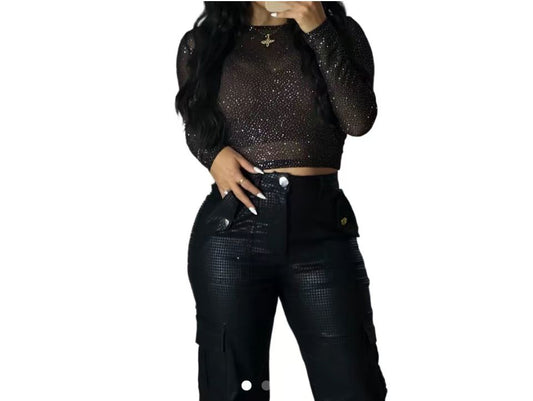 Fall Trending Womens Glitter Mesh Top by Maya