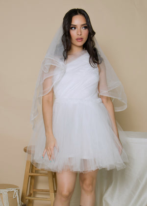 One Shoulder Tulle Mini Dress