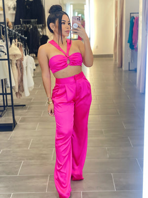 Silky Satin Pants Set