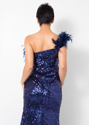 Feather and Sequin Gown