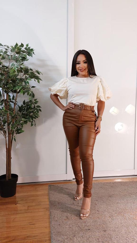 Puff Sleeves Nude Top