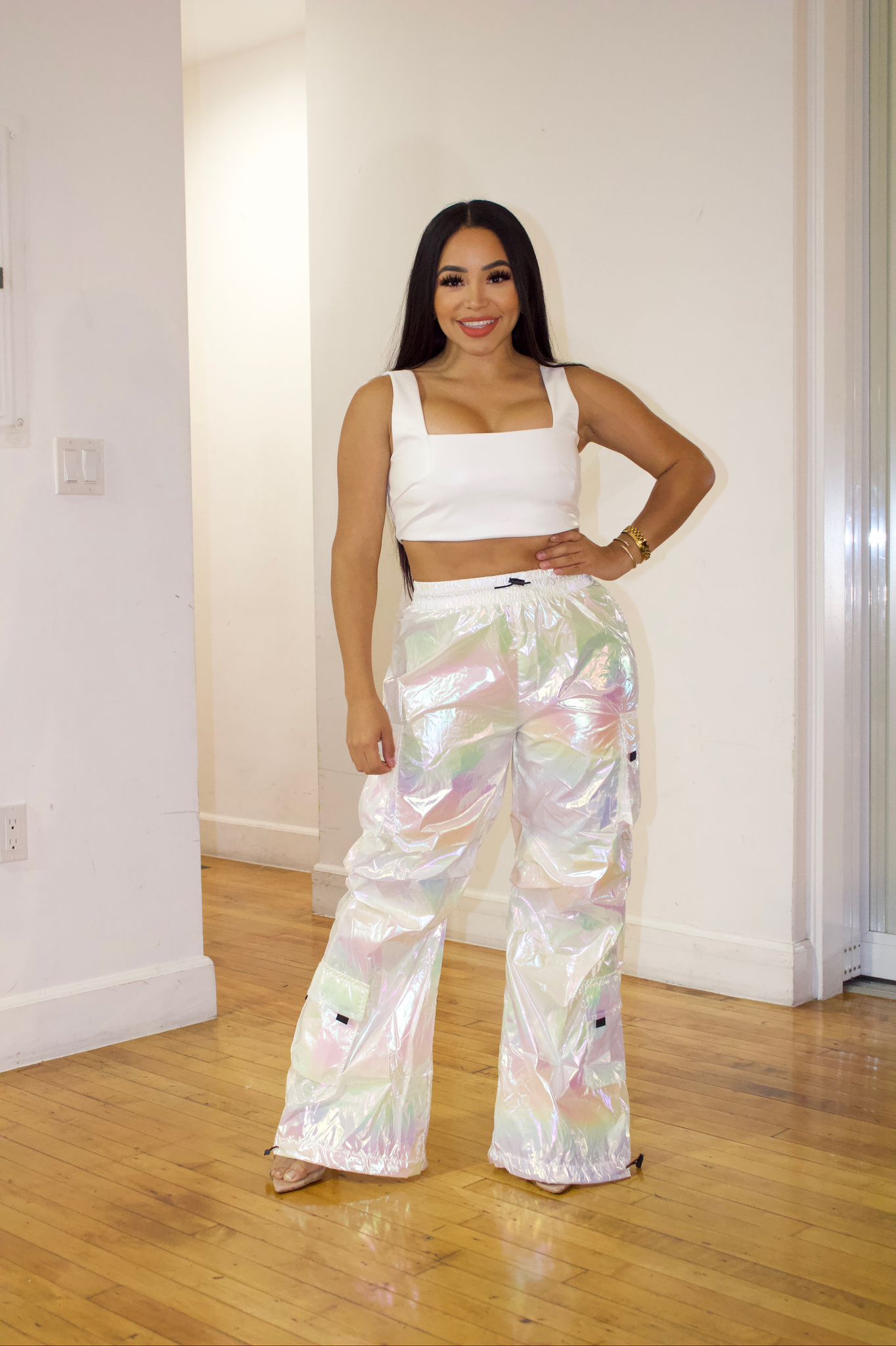 METALLIC PERACHUTE PANTS