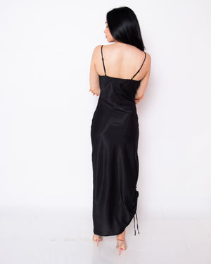 Satin ruched side dress