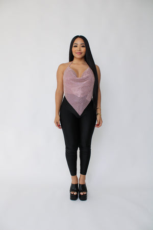Rhinestone Tie Back Top