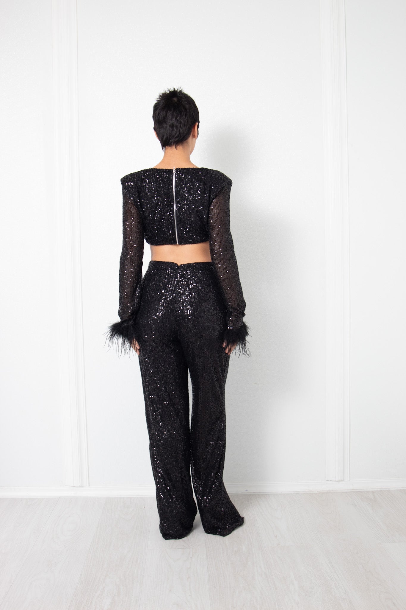 Feather and Sequin Jumpsuit