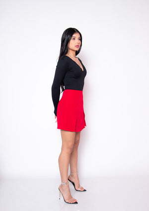 Red High Waited Mini Skort