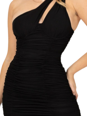 One shoulder cutout mini dress