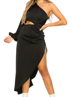 One shoulder cutout midi dress