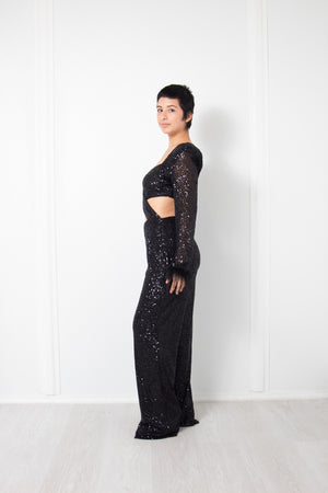 Feather and Sequin Jumpsuit