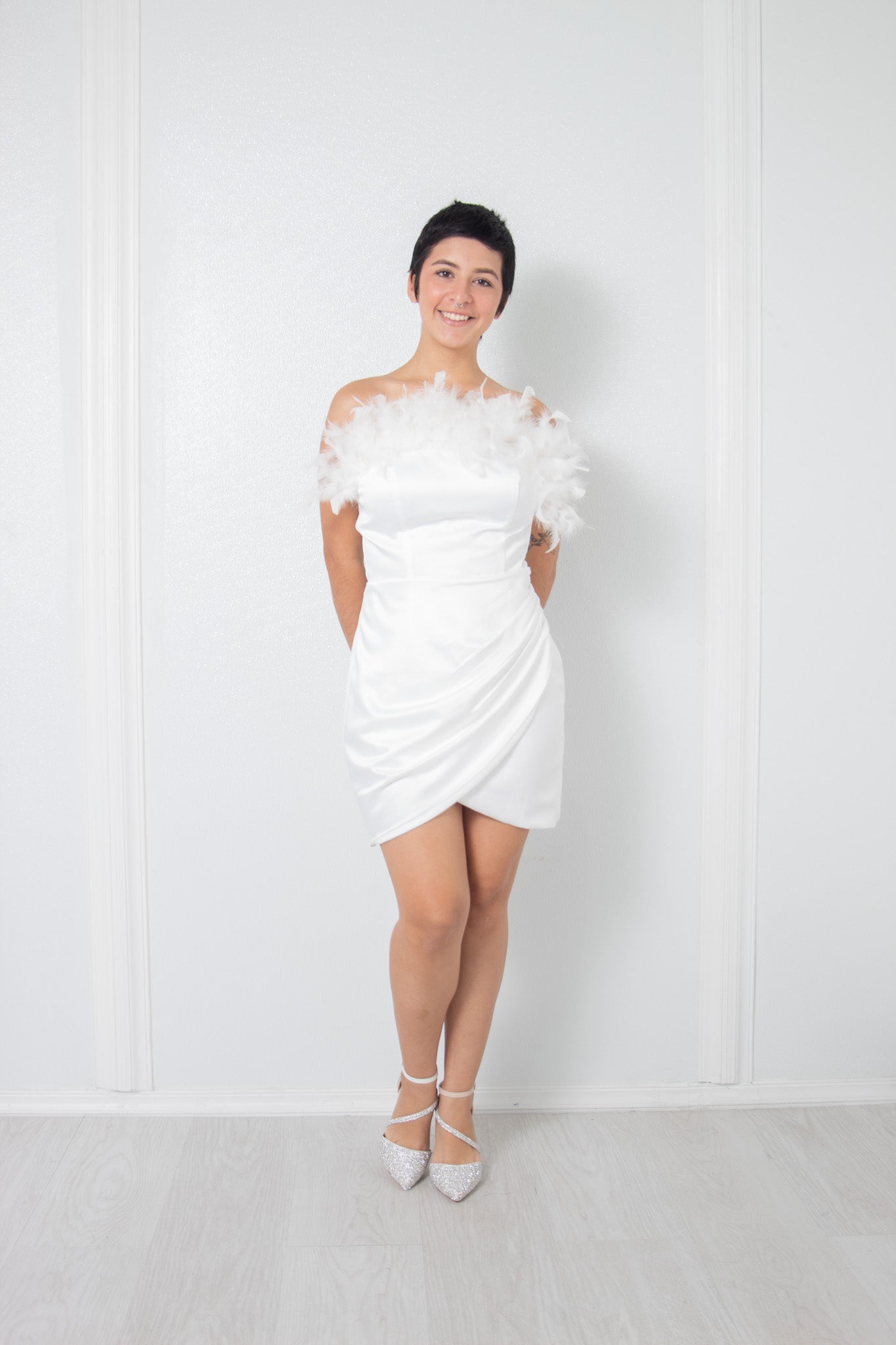 Strapless Mini Feather Dress