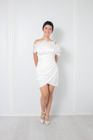 Strapless Mini Feather Dress