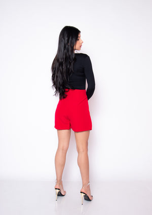 Red High Waited Mini Skort