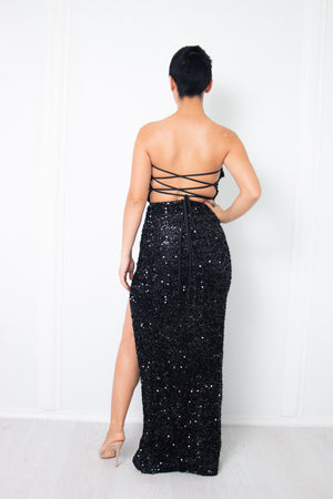 Sequin Black Gown