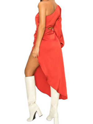One shoulder cutout midi dress