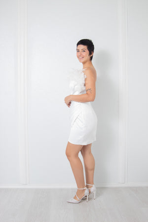 Strapless Mini Feather Dress