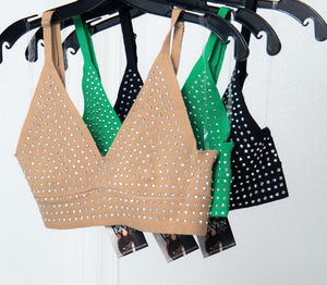 Rhinestone Strap Crop Top