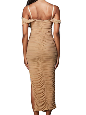 Sandy off shoulder mesh dress