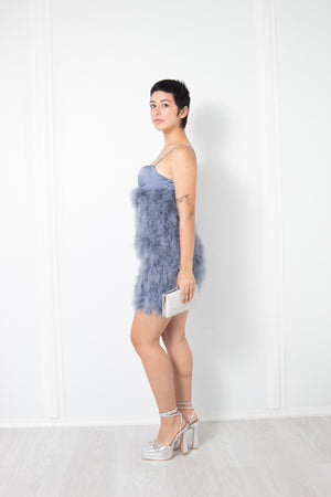 Fur Bottom Mini Dress